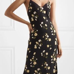 Reformation Yellow and black Slip Midi Dress